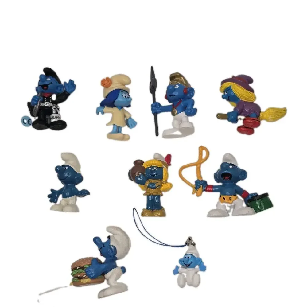 Lot of 9 Vintage Smurfs PVC Figures Peyo Cartoon Toys Smurfette Some Schleich
